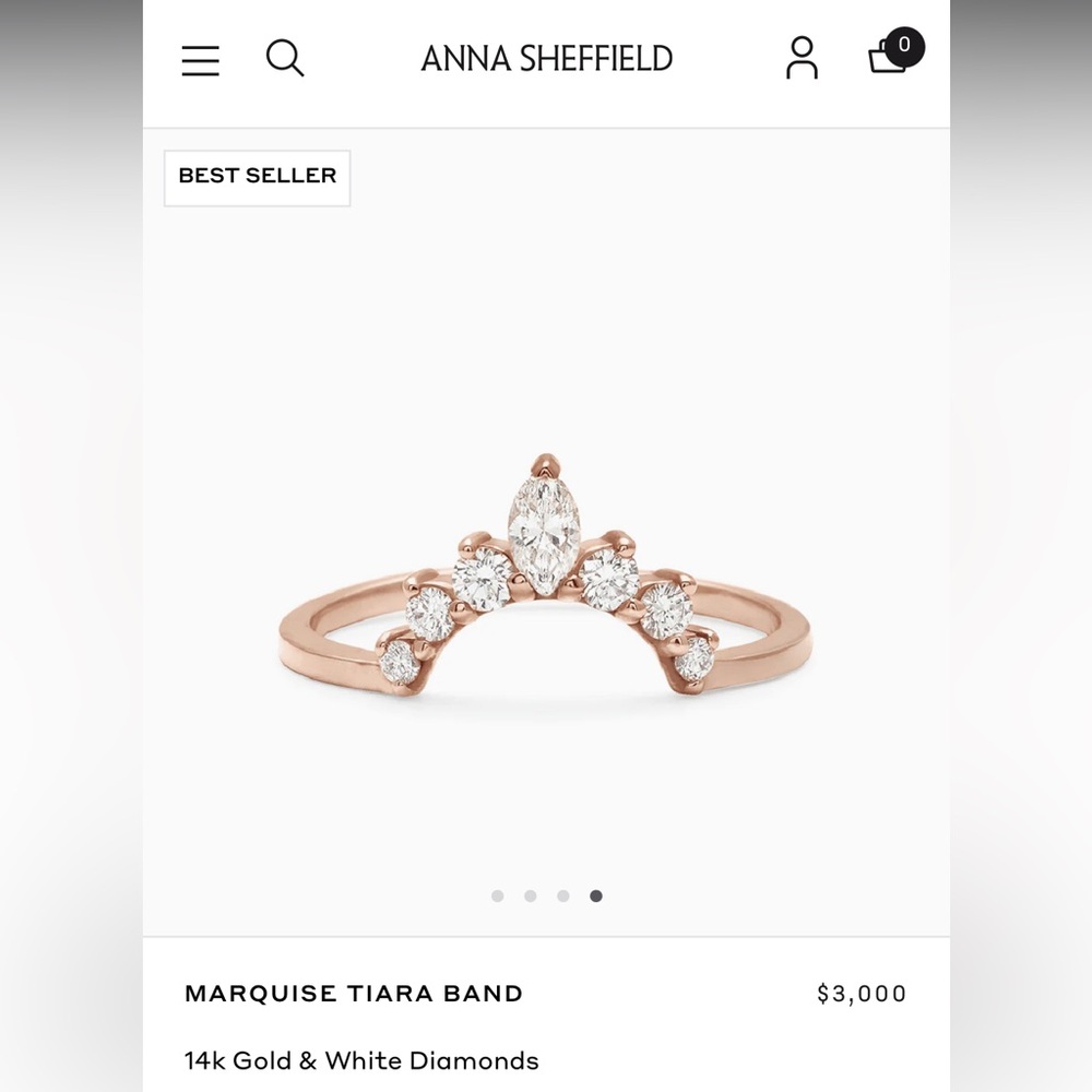 Anna Sheffield Marquise Tiara Band 14K Rose Gold, size 5.5